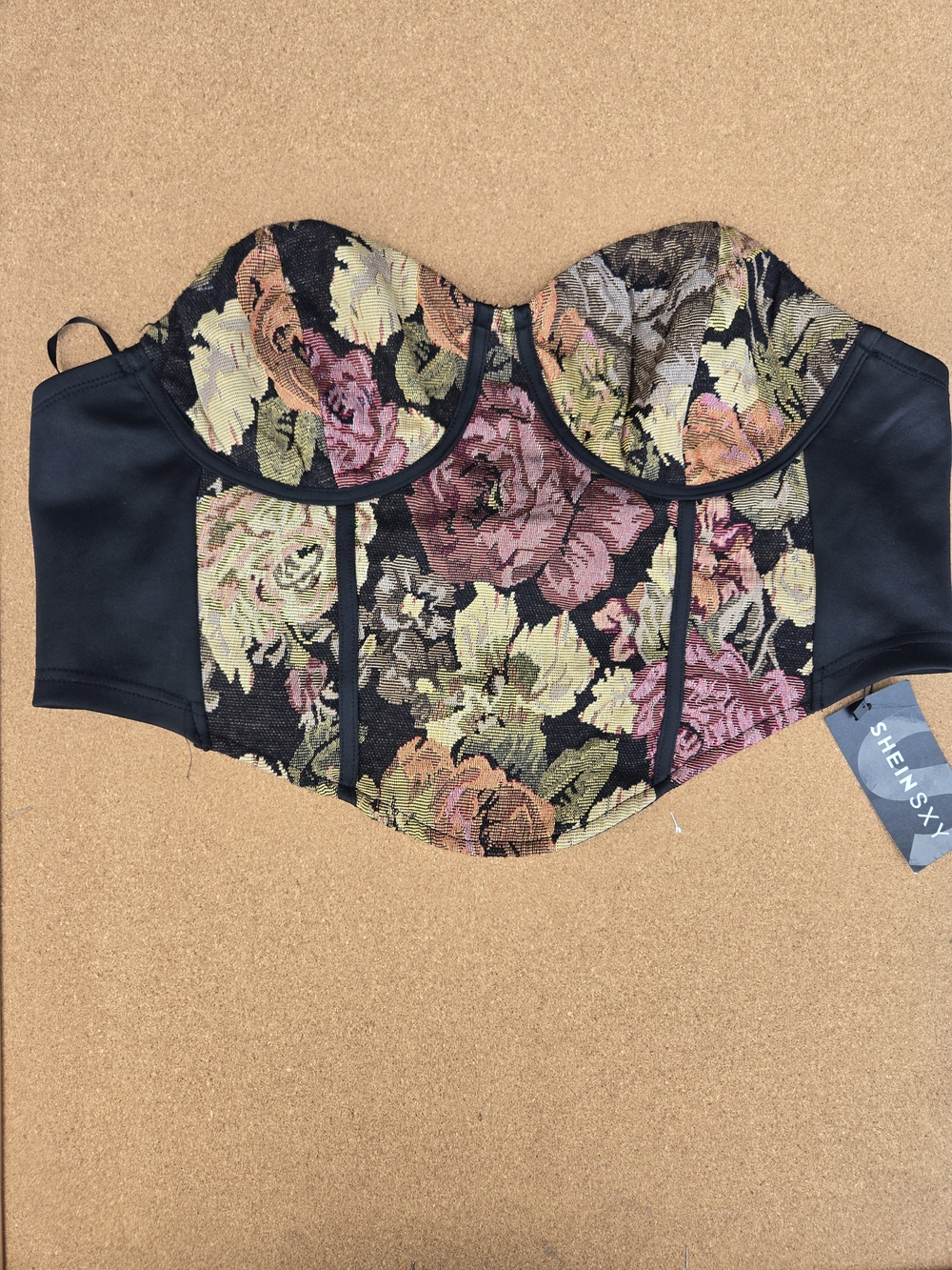 SHEIN Black SXY Floral Top